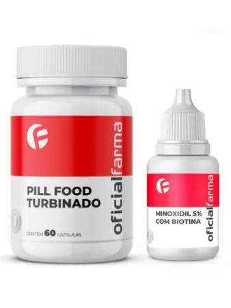Minoxidil 5% Com Biotina 100Ml + Pill Food Turbinado 60 C&aacute;psulas